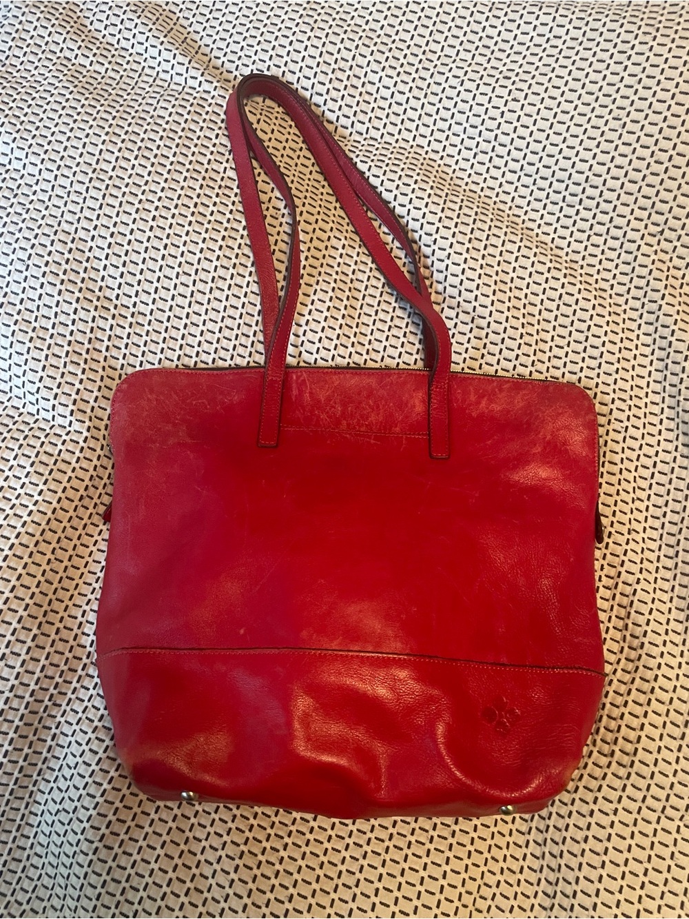 Patricia Nash Red Leather Tote Bag — Vintage Distressed Finish